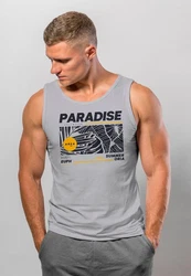 Neverless Tanktop Herren Paradise Unlimited Motiv Grau/Hellgrau/Braun/Orange