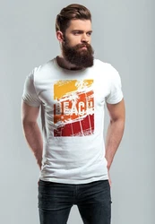 Neverless Print-Shirt Herren T-Shirt Sommer Venice Beach Surfing Motiv Aufdruck Strand Orange/Gelb/Weiß/Beige/Blau/Creme