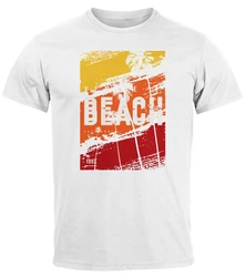 Neverless Print-Shirt Herren T-Shirt Sommer Venice Beach Surfing Motiv Aufdruck Strand Orange/Gelb/Weiß/Beige/Blau/Creme