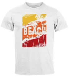 Neverless Print-Shirt Herren T-Shirt Sommer Venice Beach Surfing Motiv Aufdruck Strand Orange/Gelb/Weiß/Beige/Blau/Creme