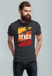 Neverless Print-Shirt Herren T-Shirt Sommer Venice Beach Surfing Motiv Aufdruck Strand Schwarz/Beige