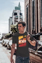 Neverless Print-Shirt Herren T-Shirt Sommer Venice Beach Surfing Motiv Aufdruck Strand Schwarz/Beige