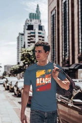 Neverless Print-Shirt Herren T-Shirt Sommer Venice Beach Surfing Motiv Aufdruck Strand Blau/Dunkelblau