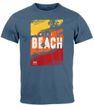 Neverless Print-Shirt Herren T-Shirt Sommer Venice Beach Surfing Motiv Aufdruck Strand Blau/Dunkelblau
