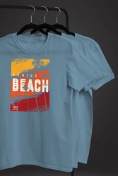 Neverless Print-Shirt Herren T-Shirt Sommer Venice Beach Surfing Motiv Aufdruck Strand Blau/Hellblau