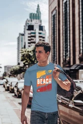 Neverless Print-Shirt Herren T-Shirt Sommer Venice Beach Surfing Motiv Aufdruck Strand Blau/Hellblau