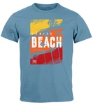 Neverless Print-Shirt Herren T-Shirt Sommer Venice Beach Surfing Motiv Aufdruck Strand Blau/Hellblau