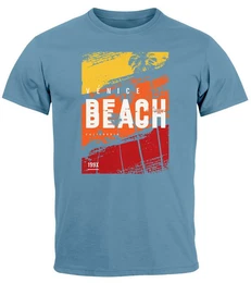 Print-Shirt Herren T-Shirt Sommer Venice Beach Surfing Motiv Aufdruck Strand mit Print