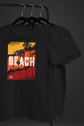 Neverless Print-Shirt Herren T-Shirt Sommer Venice Beach Surfing Motiv Aufdruck Strand Schwarz/Beige