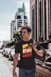 Neverless Print-Shirt Herren T-Shirt Sommer Venice Beach Surfing Motiv Aufdruck Strand Schwarz/Beige