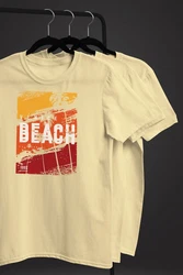 Neverless Print-Shirt Herren T-Shirt Sommer Venice Beach Surfing Motiv Aufdruck Strand Beige/Orange/Gelb/Khaki