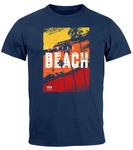 Neverless Print-Shirt Herren T-Shirt Sommer Venice Beach Surfing Motiv Aufdruck Strand Dunkelblau/Blau