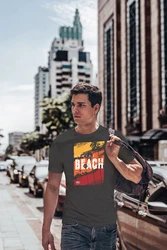 Neverless Print-Shirt Herren T-Shirt Sommer Venice Beach Surfing Motiv Aufdruck Strand Schwarz/Beige