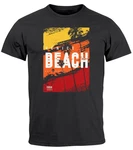 Neverless Print-Shirt Herren T-Shirt Sommer Venice Beach Surfing Motiv Aufdruck Strand Schwarz/Beige