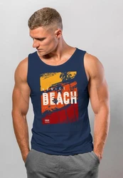 Neverless Tanktop Herren Sommer Venice Beach Surfing Motiv Dunkelblau/Hellblau/Blau