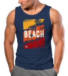 Neverless Tanktop Herren Sommer Venice Beach Surfing Motiv Dunkelblau/Hellblau/Blau
