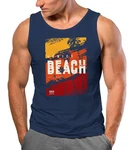 Neverless Tanktop Herren Sommer Venice Beach Surfing Motiv Dunkelblau/Hellblau/Blau