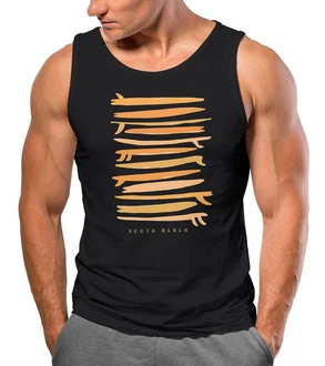 Neverless Tanktop Herren Surfboards South Beach California USA Orange/Schwarz/Dunkelblau/Braun