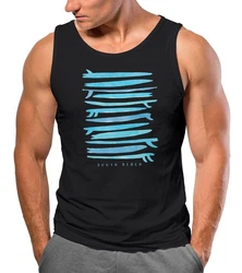 Neverless Tanktop Herren Surfboards South Beach California USA Schwarz/Türkis