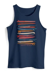 Neverless Tanktop Herren Surfboards South Beach California USA Dunkelblau/Rot/Blau/Hellblau