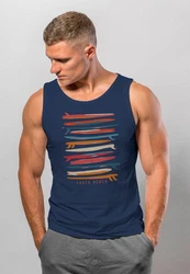 Neverless Tanktop Herren Surfboards South Beach California USA Dunkelblau/Rot/Blau/Hellblau