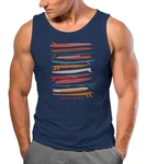 Neverless Tanktop Herren Surfboards South Beach California USA Dunkelblau/Rot/Blau/Hellblau