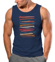 Neverless Tanktop Herren Surfboards South Beach California USA Dunkelblau/Rot/Blau/Hellblau