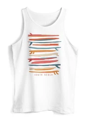Neverless Tanktop Herren Surfboards South Beach California USA Weiß/Creme/Rot/Orange