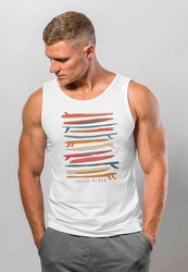 Neverless Tanktop Herren Surfboards South Beach California USA Weiß/Creme/Rot/Orange