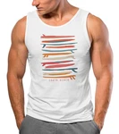 Neverless Tanktop Herren Surfboards South Beach California USA Weiß/Creme/Rot/Orange