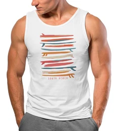 Tanktop Herren Tank-Top Surfboards South Beach California USA Sommer Surfing mit Print
