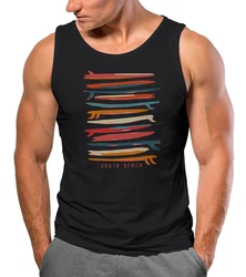 Neverless Tanktop Herren Surfboards South Beach California USA Schwarz/Rosa/Dunkelgrau/Rot/Orange