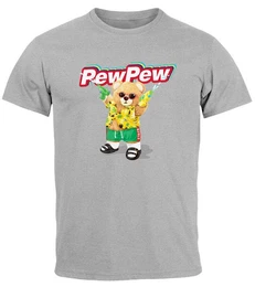 Print-Shirt Herren T-Shirt Pew Pew Br Sommer Printshirt Aufdruck Motiv lustig mit Print