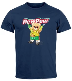 Print-Shirt Herren T-Shirt Pew Pew Br Sommer Printshirt Aufdruck Motiv lustig mit Print