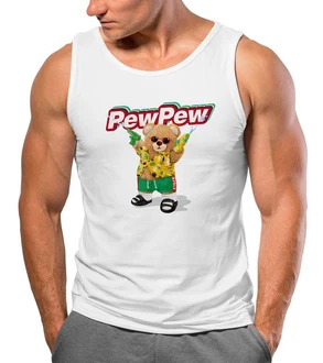 Neverless Tanktop Herren Tank-Top Pew Pew Br Sommer Printshirt Aufdruck Motiv Lila/Braun/Weiß/Blau