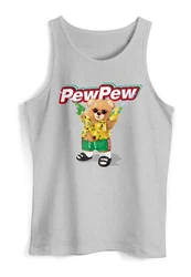 Neverless Tanktop Herren Tank-Top Pew Pew Br Sommer Printshirt Aufdruck Motiv Lila/Braun/Grau
