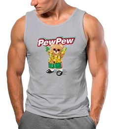 Tanktop Herren Tank-Top Pew Pew Br Sommer Printshirt Aufdruck Motiv lustig mit Print
