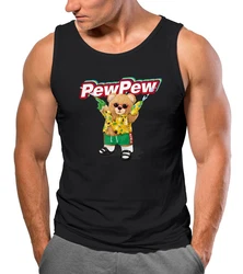 Neverless Tanktop Herren Tank-Top Pew Pew Br Sommer Printshirt Aufdruck Motiv Braun/Blau/Gelb/Lila