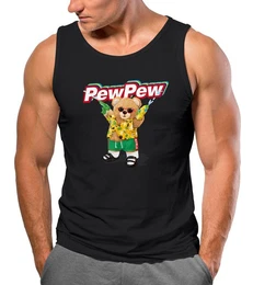 Tanktop Herren Tank-Top Pew Pew Br Sommer Printshirt Aufdruck Motiv lustig mit Print