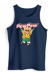 Neverless Tanktop Herren Tank-Top Pew Pew Br Sommer Printshirt Aufdruck Motiv Dunkelblau/Braun/Lila/Gelb/Blau