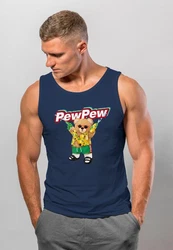 Neverless Tanktop Herren Tank-Top Pew Pew Br Sommer Printshirt Aufdruck Motiv Dunkelblau/Braun/Lila/Gelb/Blau