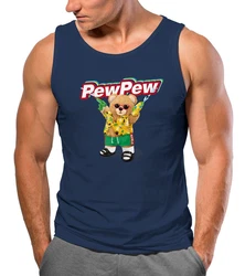 Neverless Tanktop Herren Tank-Top Pew Pew Br Sommer Printshirt Aufdruck Motiv Dunkelblau/Braun/Lila/Gelb/Blau