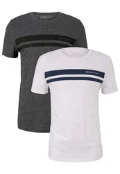 TOM TAILOR T-Shirt 2-er Set Basic T-Shirts (5552) Grau/Weiß (5552)