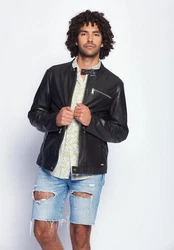 Maze Lederjacke 181Berwick Schwarz/Creme/Rot