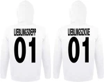 Couples Shop Kapuzenpullover Lieblingsdepp & Lieblingszicke King Queen Hoodie Prchen Set Weiß/Grau/Hellblau/Creme