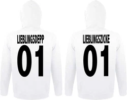 Couples Shop Kapuzenpullover Lieblingsdepp & Lieblingszicke King Queen Hoodie Prchen Set Weiß/Grau/Hellblau/Creme