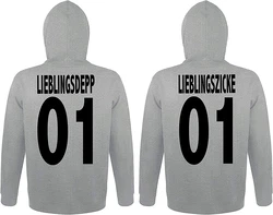 Couples Shop Kapuzenpullover Lieblingsdepp & Lieblingszicke King Queen Hoodie Prchen Set Grau
