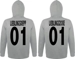 Couples Shop Kapuzenpullover Lieblingsdepp & Lieblingszicke King Queen Hoodie Prchen Set Grau
