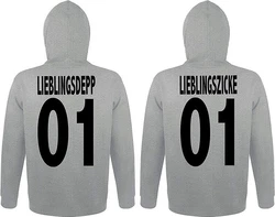 Couples Shop Kapuzenpullover Lieblingsdepp & Lieblingszicke King Queen Hoodie Prchen Set Grau