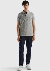 United Colors of Benetton Poloshirt mit Label-Badge Grau/Hellgrau